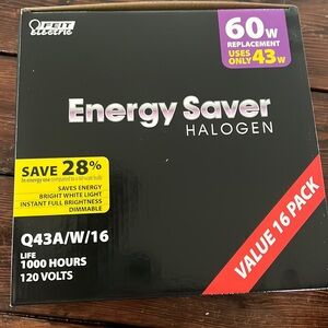60 WATT  16PACK LIGHT BULBS ENERGY SAVER (Q43A/W/16) 1000 Hours  Warm 3k new